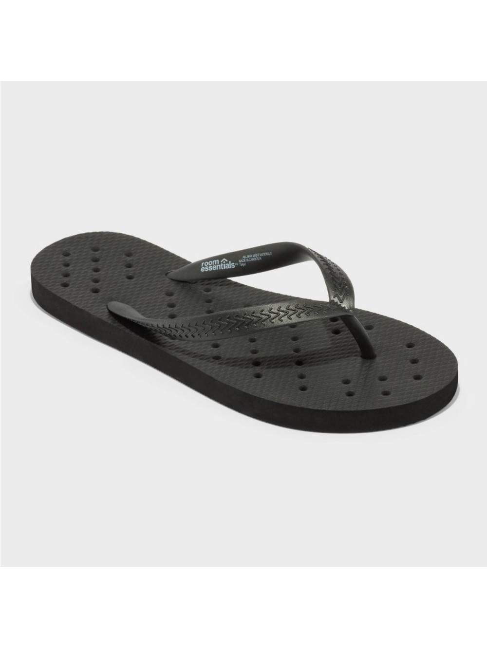2 Room Essentials Black Women's Perforated Flip Flop Sandals